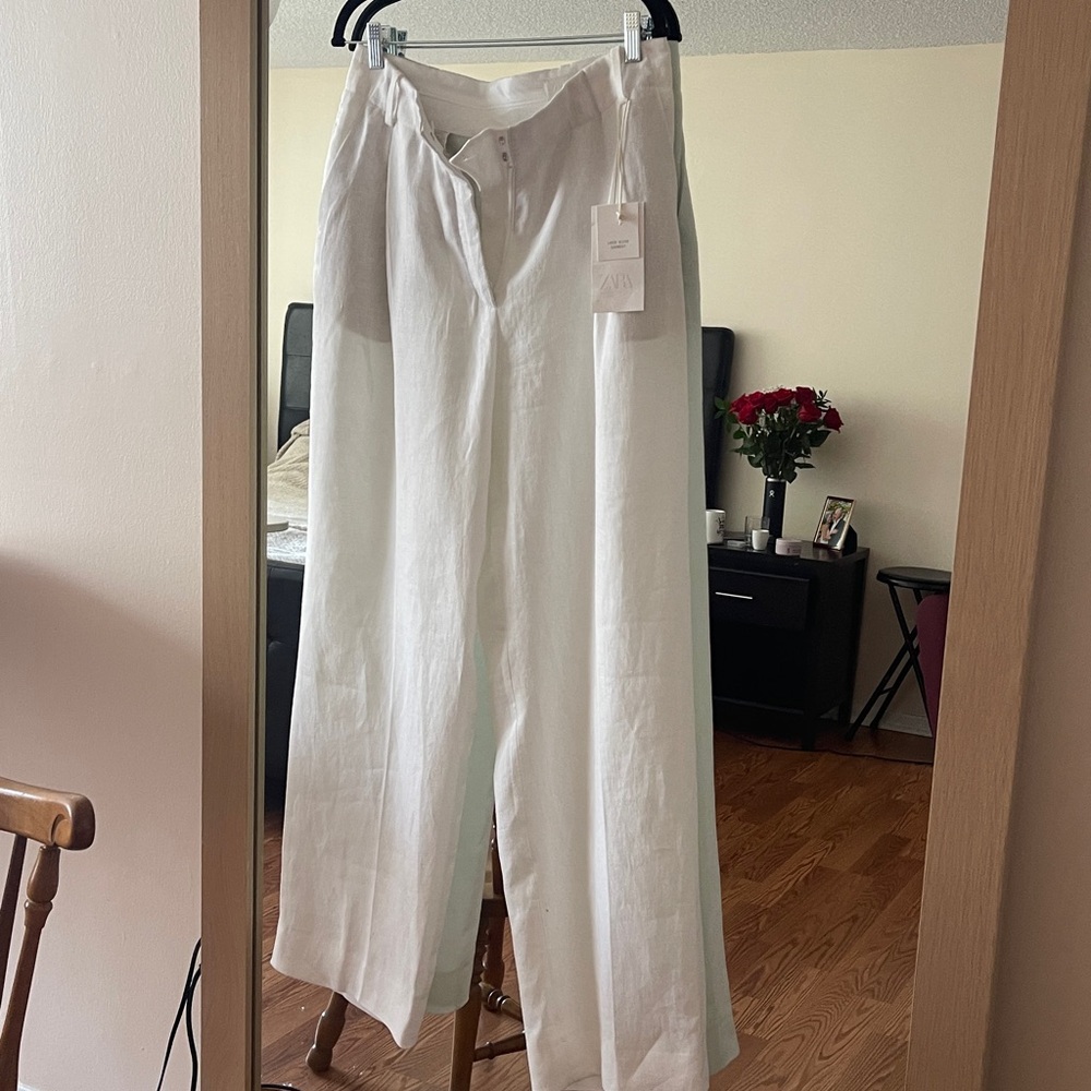 Zara White linen pants